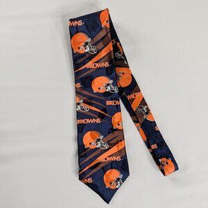 VTG Cleveland Browns Orange Brown Helmet Logo Silk Tie
